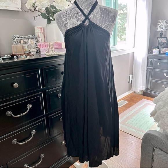 VENUS Black Halter Swim Cover-Up Dress | Flowy Resortwear | Size M - Picture 3 of 16